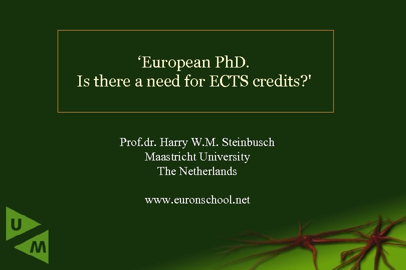 ‘European Ph. D. Is there a need for ECTS credits? ' Prof. dr. Harry