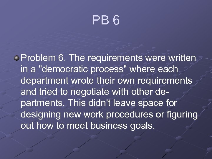 PB 6 Problem 6. The requirements were written in a 