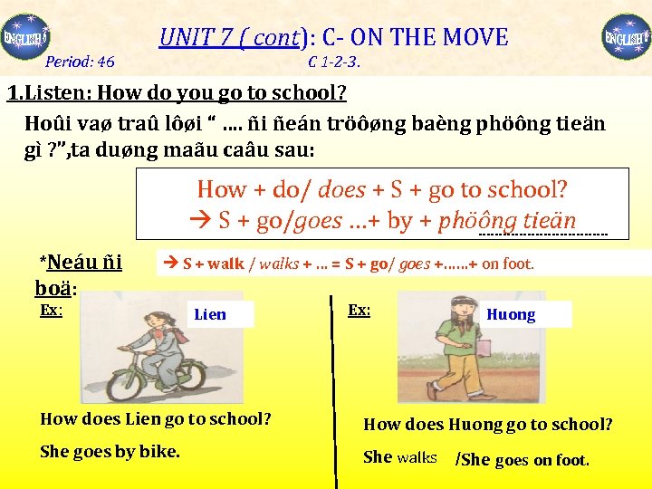 UNIT 7 ( cont): C- ON THE MOVE Period: 46 C 1 -2 -3.