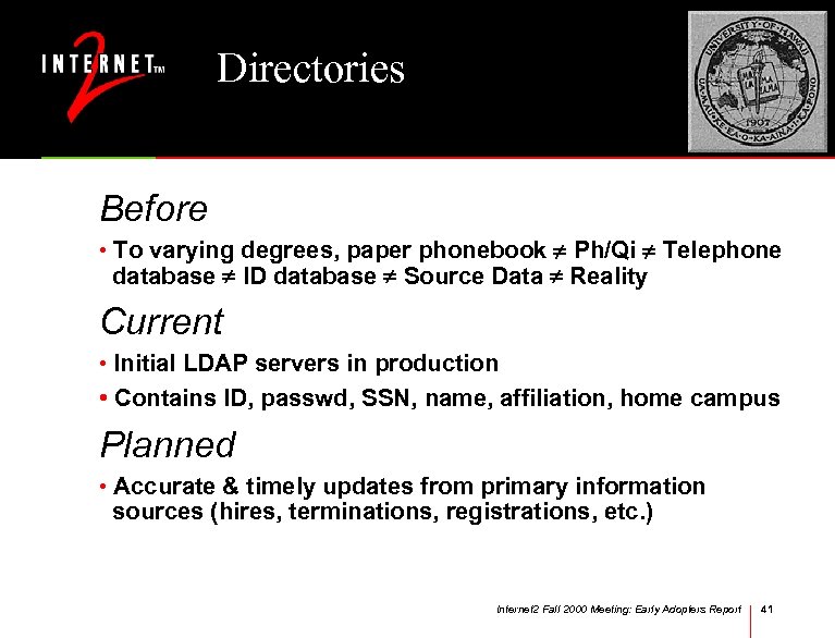 Directories Before • To varying degrees, paper phonebook Ph/Qi Telephone database ID database Source