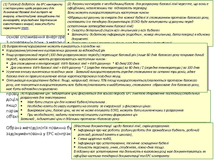 (1) Типовий додаток до ЕРС контракту (2) Рахунки на енергію є необхідними/базою для розрахунку