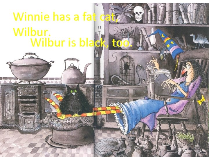 Winnie has a fat cat, Wilbur is black, too. 