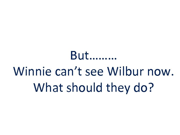But……… Winnie can’t see Wilbur now. What should they do? 