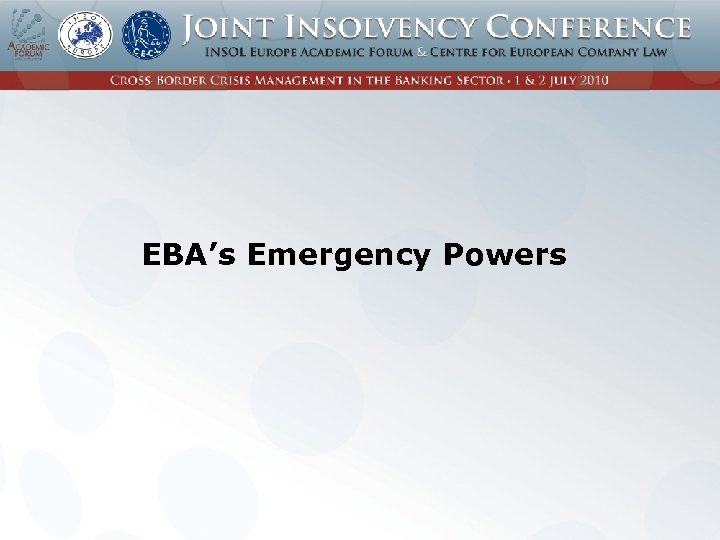 EBA’s Emergency Powers 
