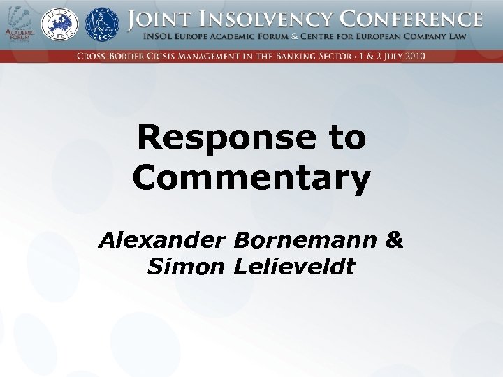 Response to Commentary Alexander Bornemann & Simon Lelieveldt 