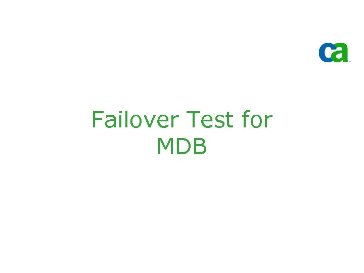 Failover Test for MDB 