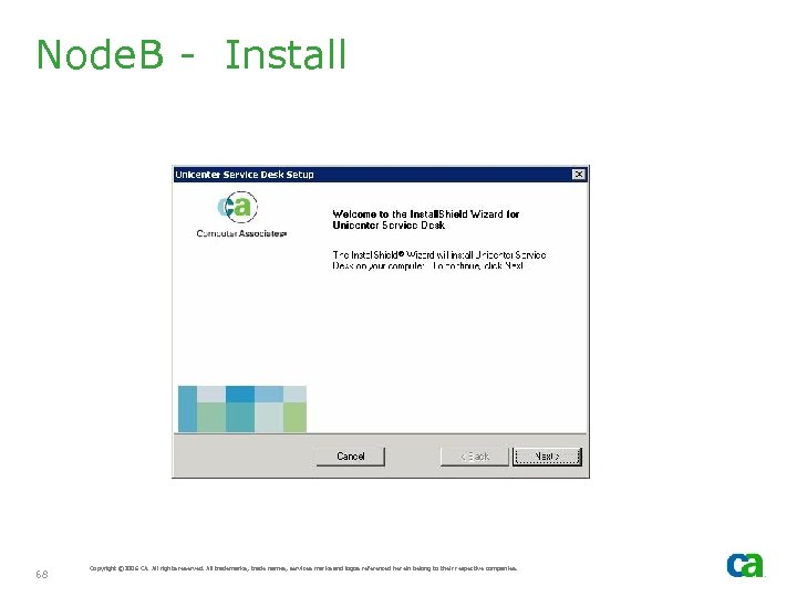 Node. B - Install 68 Copyright © 2006 CA. All rights reserved. All trademarks,