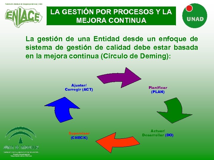 LA GESTIÓN POR PROCESOS Y LA MEJORA CONTINUA La gestión de una Entidad desde