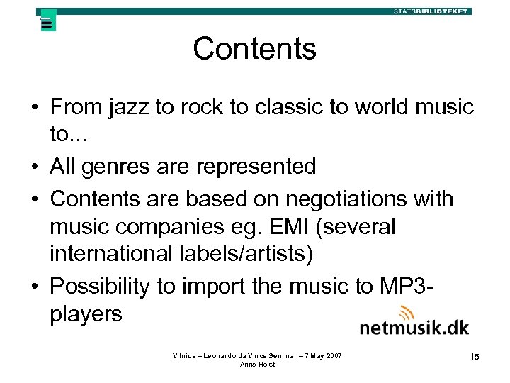Contents • From jazz to rock to classic to world music to. . .