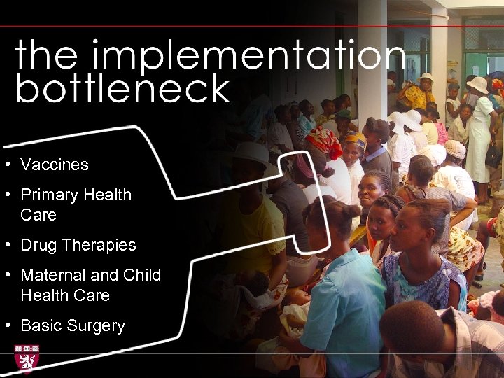 Implementation bottleneck • Vaccines • Primary Health Care • Drug Therapies • Maternal and