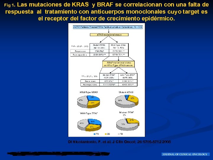 Fig 1. Las mutaciones de KRAS y BRAF se correlacionan con una falta de