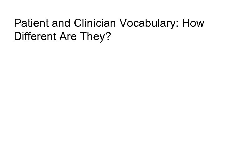 Patient and Clinician Vocabulary: How Different Are They? 