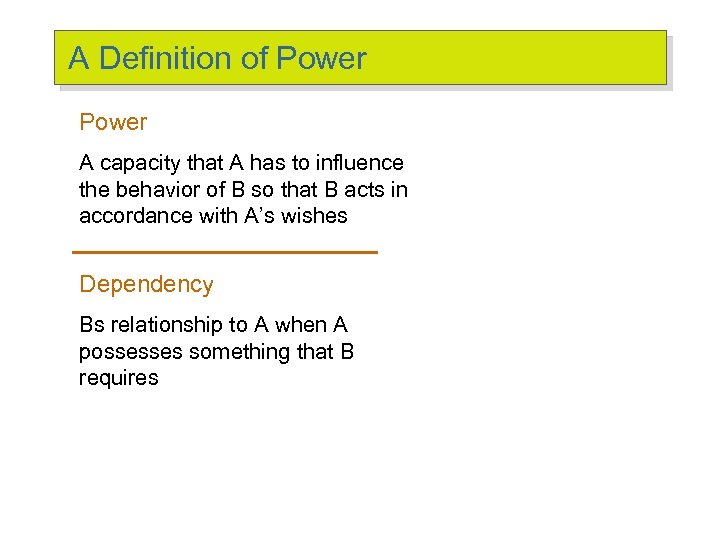A Definition of Power A capacity that A has to influence the behavior of