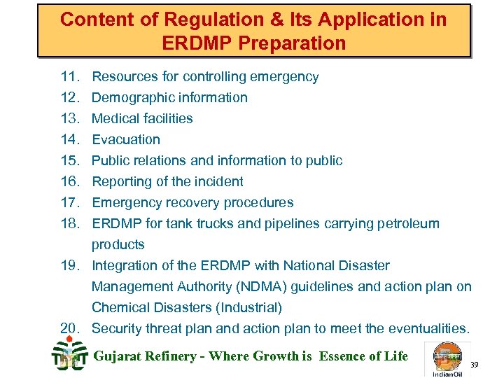 Content of Regulation & Its Application in ERDMP Preparation 11. 12. 13. 14. 15.