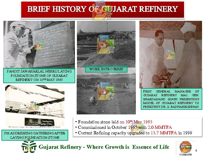 PANDIT JAWAHARLAL NEHRU LAYING FOUNDATION STONE OF GUJARAT REFINERY ON 10 TH MAY 1963