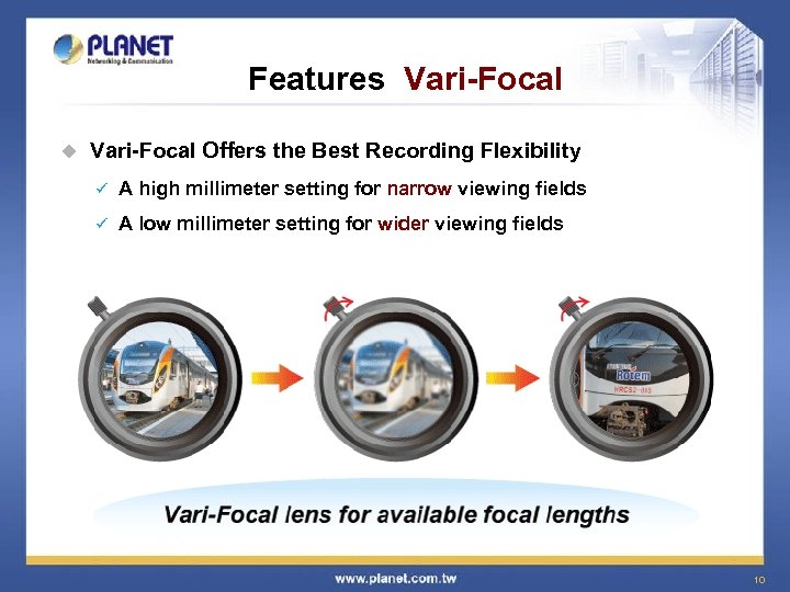 Features Vari-Focal u Vari-Focal Offers the Best Recording Flexibility ü A high millimeter setting