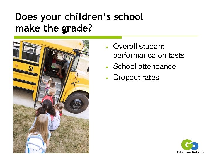 Does your children’s school make the grade? w w w Overall student performance on