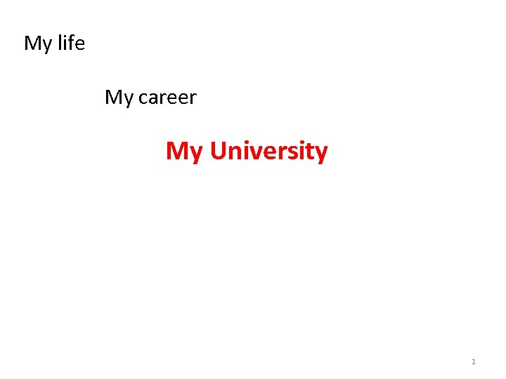 My life My career My University 1 