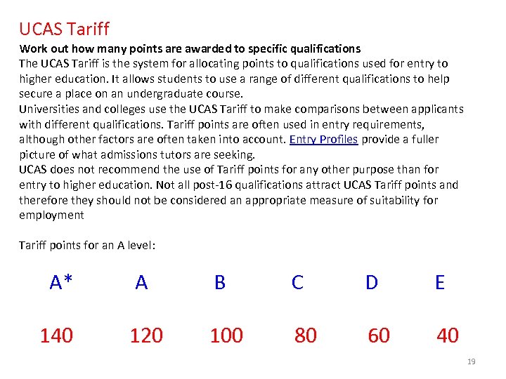 UCAS Tariff Work out how many points are awarded to specific qualifications The UCAS