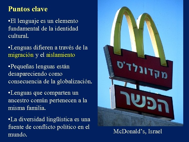 Puntos clave • El lenguaje es un elemento fundamental de la identidad cultural. •