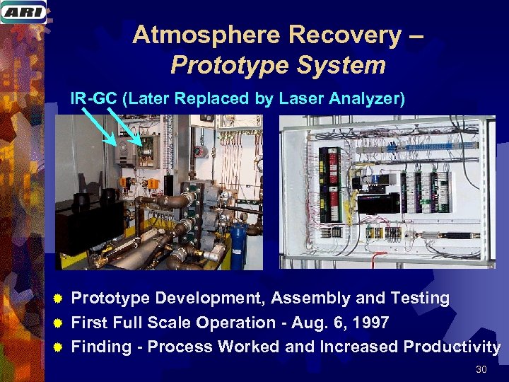 Atmosphere Recovery – Prototype System IR-GC (Later Replaced by Laser Analyzer) Prototype Development, Assembly