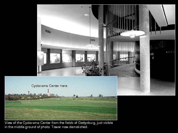 Cyclorama Center here. View of the Cyclorama Center from the fields of Gettysburg, just