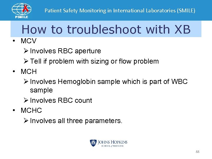 Patient Safety Monitoring in International Laboratories (SMILE) How to troubleshoot with XB • MCV