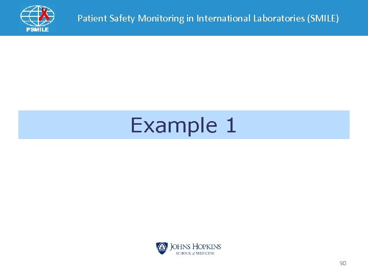 Patient Safety Monitoring in International Laboratories (SMILE) Example 1 90 