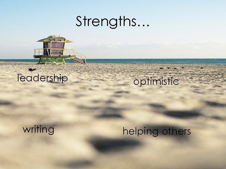Strengths… leadership writing optimistic helping others 