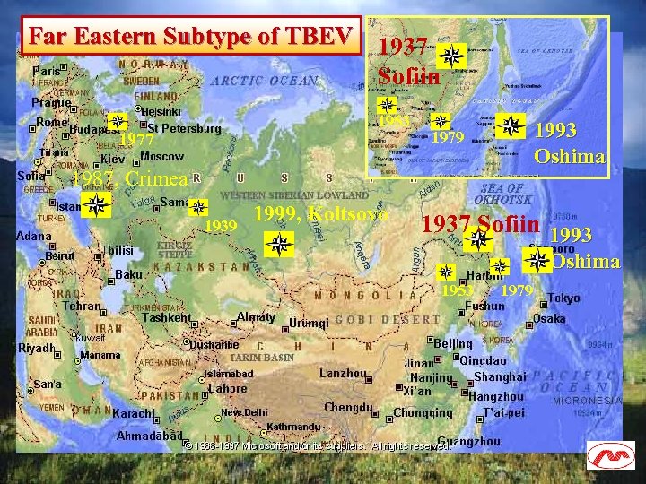 Far Eastern Subtype of TBEV 1937 Sofiin 1953 1977 1993 Oshima 1979 1987, Crimea