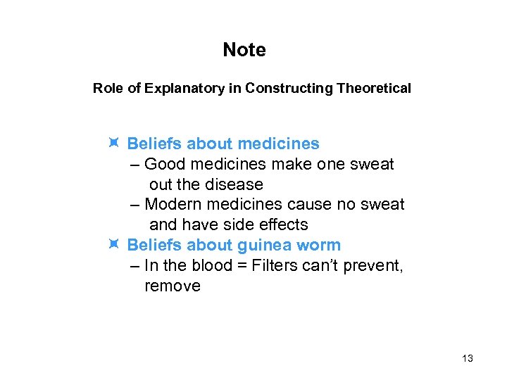 Note Role of Explanatory in Constructing Theoretical Beliefs about medicines – Good medicines make