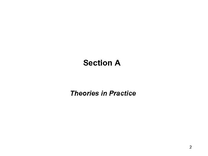 Section A Theories in Practice 2 