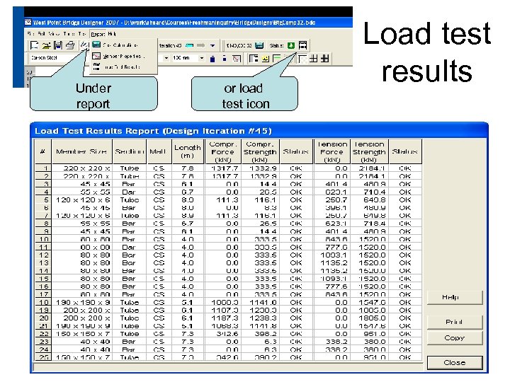Under report or load test icon Load test results 