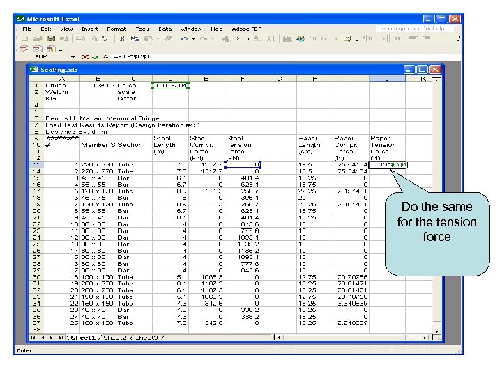 Do the same for the tension force 