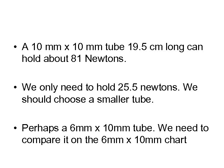  • A 10 mm x 10 mm tube 19. 5 cm long can