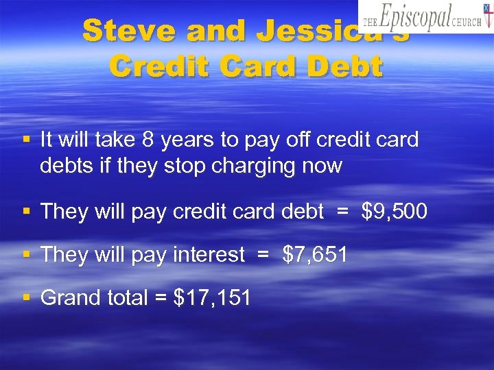 Steve and Jessica’s Credit Card Debt § It will take 8 years to pay