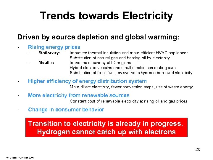 Trends towards Electricity Driven by source depletion and global warming: - Rising energy prices
