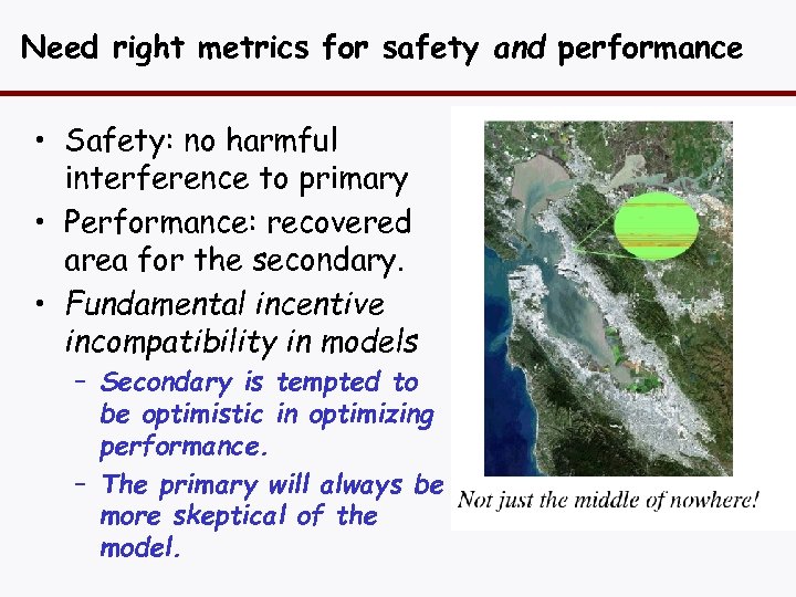 Need right metrics for safety and performance • Safety: no harmful interference to primary