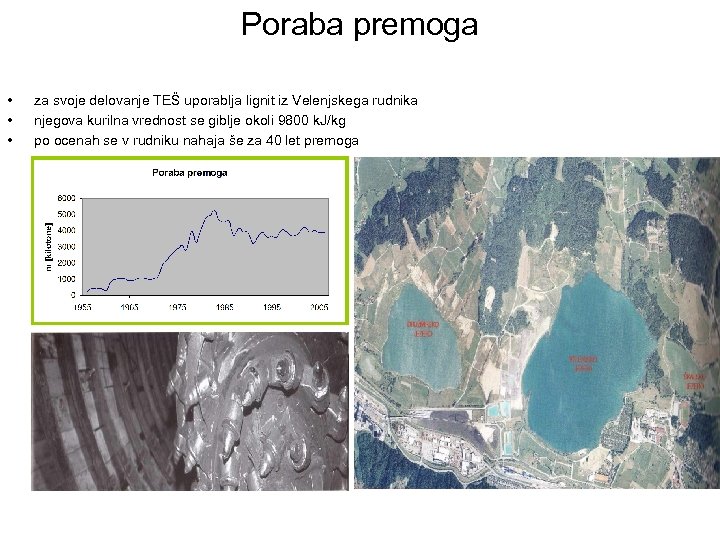 Poraba premoga • • • za svoje delovanje TEŠ uporablja lignit iz Velenjskega rudnika