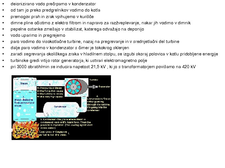  • • • deionizirano vodo prečrpamo v kondenzator od tam jo preko predgrelnikov