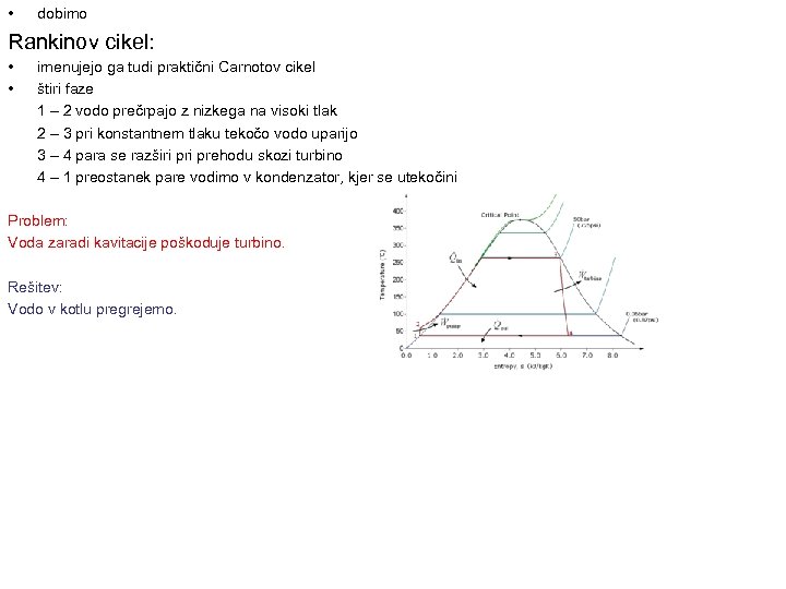  • dobimo Rankinov cikel: • • imenujejo ga tudi praktični Carnotov cikel štiri