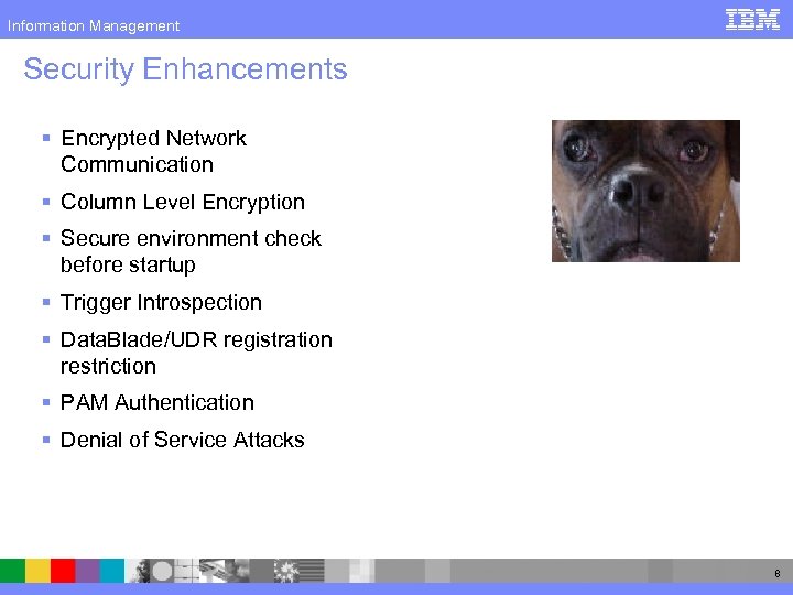 Information Management Security Enhancements § Encrypted Network Communication § Column Level Encryption § Secure