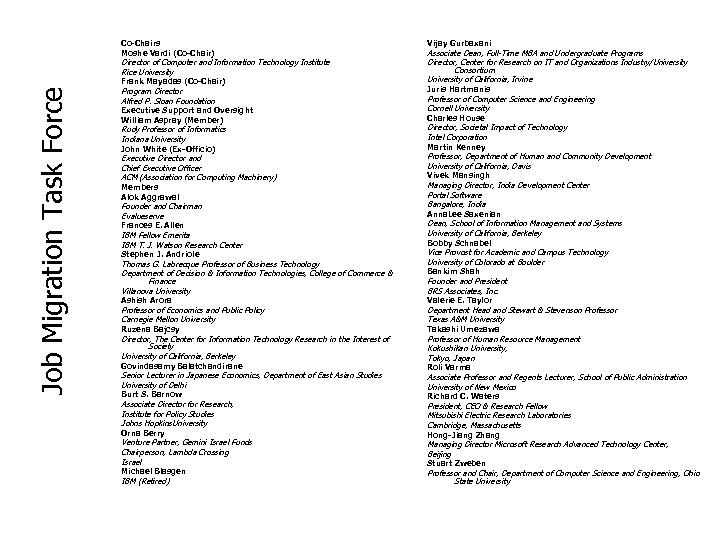 Co-Chairs Moshe Vardi (Co-Chair) Director of Computer and Information Technology Institute Rice University Job