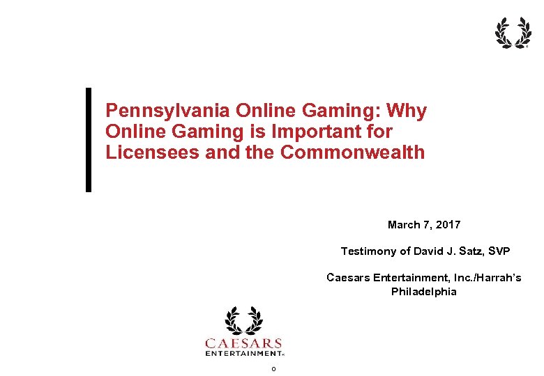 Pennsylvania Online Gaming: Why Online Gaming is Important for Licensees and the Commonwealth March