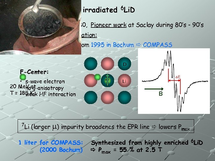 Example 1: Electron irradiated 6 Li. D • Idea: A. Abragam 1980, Pioneer work