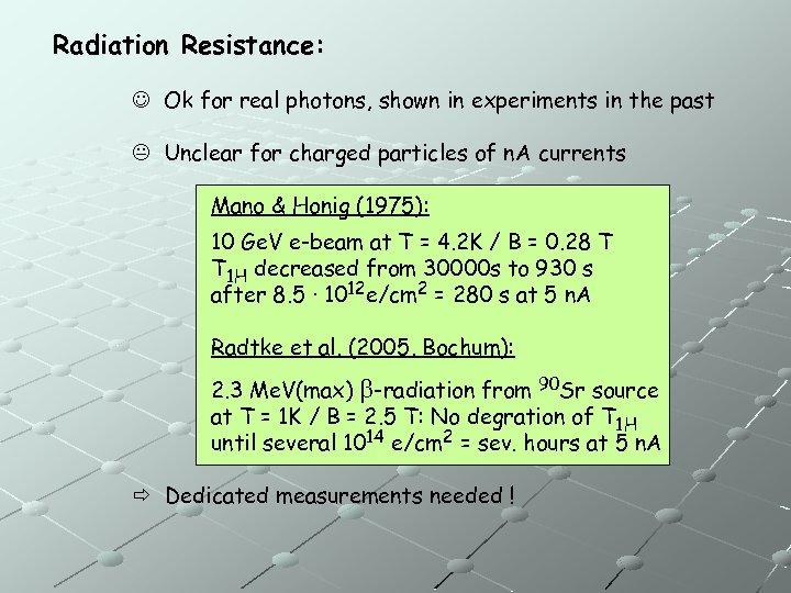 Radiation Resistance: Ok for real photons, shown in experiments in the past Unclear for