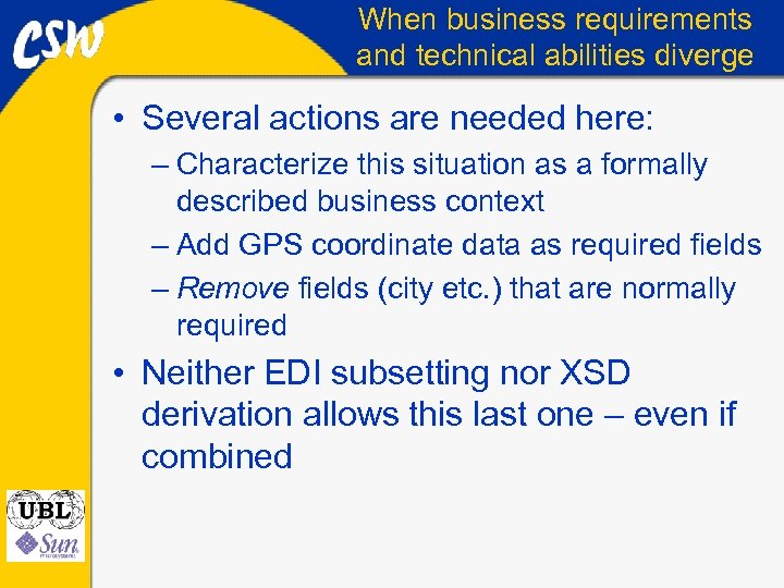 When business requirements and technical abilities diverge • Several actions are needed here: –