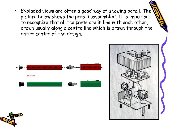  • Exploded views are often a good way of showing detail. The picture