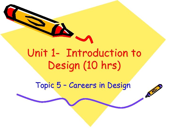 Unit 1 - Introduction to Design (10 hrs) Topic 5 – Careers in Design