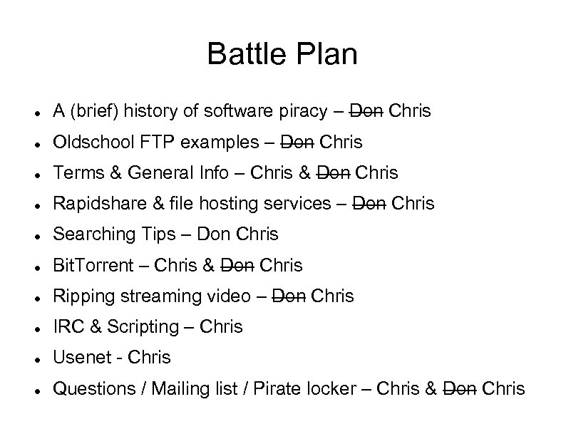 Battle Plan A (brief) history of software piracy – Don Chris Oldschool FTP examples